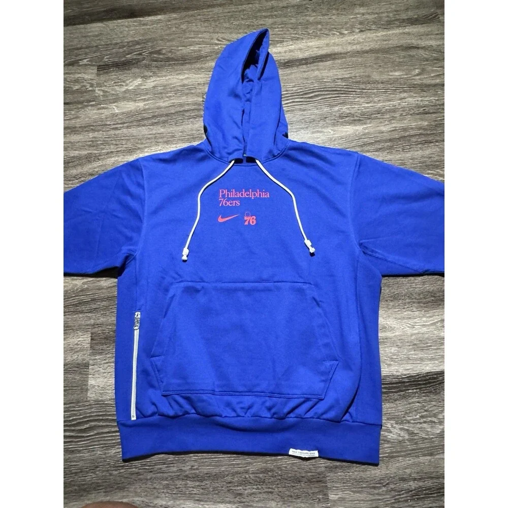 Philadelphia 76ers Hoodie Nike Big Logo Fleece Lined Sweatshirt Blue Mens Large